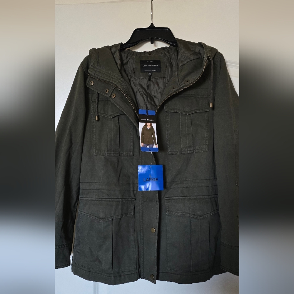 LUCKY BRAND CASUAL ARMY GREEN JACKET SIZE LARGE